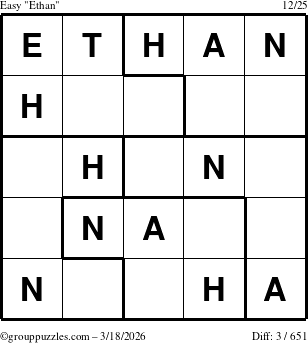 The grouppuzzles.com Easy Ethan puzzle for Wednesday March 18, 2026