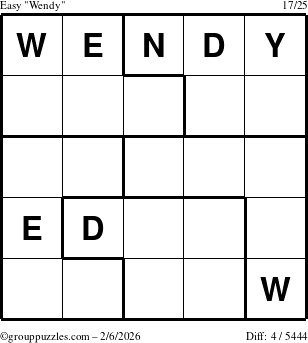 The grouppuzzles.com Easy Wendy puzzle for Friday February 6, 2026