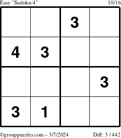 The grouppuzzles.com Easy Sudoku-4 puzzle for Thursday March 7, 2024