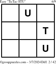 The grouppuzzles.com Easy TicTac-STU puzzle for Thursday March 7, 2024