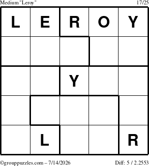 The grouppuzzles.com Medium Leroy puzzle for Tuesday July 14, 2026