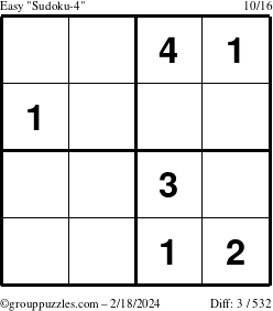 The grouppuzzles.com Easy Sudoku-4 puzzle for Sunday February 18, 2024