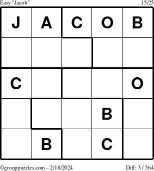 The grouppuzzles.com Easy Jacob puzzle for Sunday February 18, 2024