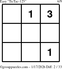 The grouppuzzles.com Easy TicTac-123 puzzle for Saturday January 17, 2026