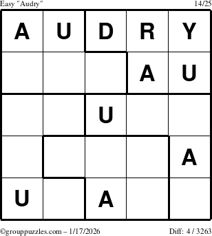 The grouppuzzles.com Easy Audry puzzle for Saturday January 17, 2026