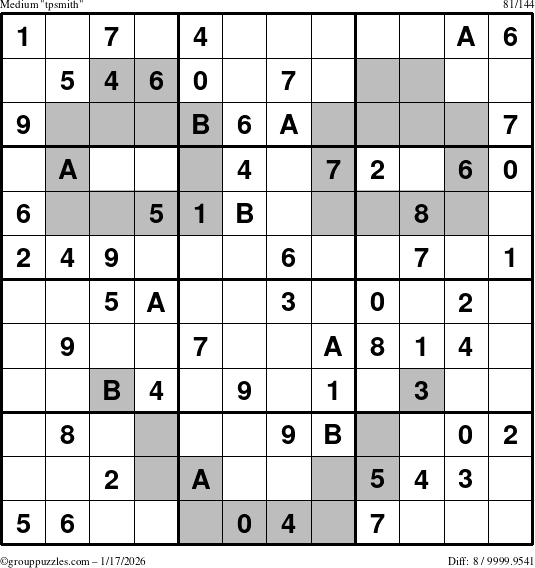 The grouppuzzles.com Medium tpsmith puzzle for Saturday January 17, 2026