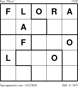 The grouppuzzles.com Easy Flora puzzle for Monday June 22, 2026