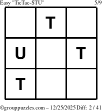 The grouppuzzles.com Easy TicTac-STU puzzle for Thursday December 25, 2025