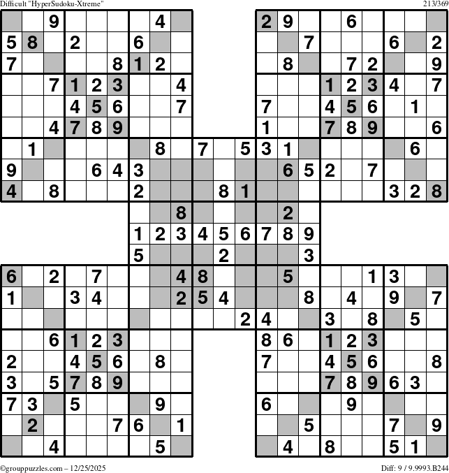The grouppuzzles.com Difficult cover-HyperXtreme puzzle for Thursday December 25, 2025
