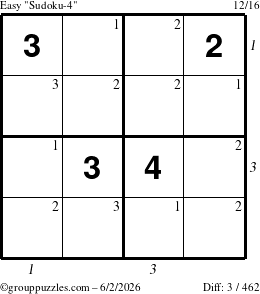 The grouppuzzles.com Easy Sudoku-4 puzzle for Tuesday June 2, 2026 with all 3 steps marked