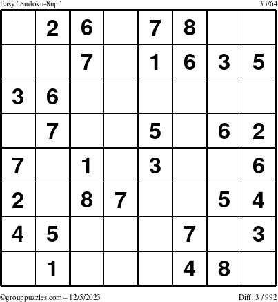 The grouppuzzles.com Easy Sudoku-8up puzzle for Friday December 5, 2025