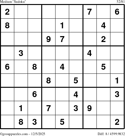 The grouppuzzles.com Medium Sudoku puzzle for Friday December 5, 2025