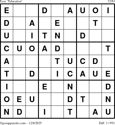 The grouppuzzles.com Easy Education-c1 puzzle for Monday December 8, 2025