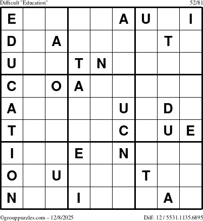 The grouppuzzles.com Difficult Education-c1 puzzle for Monday December 8, 2025