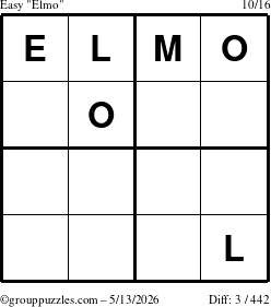 The grouppuzzles.com Easy Elmo puzzle for Wednesday May 13, 2026