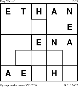 The grouppuzzles.com Easy Ethan puzzle for Wednesday May 13, 2026