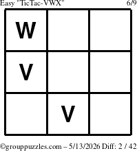 The grouppuzzles.com Easy TicTac-VWX puzzle for Wednesday May 13, 2026