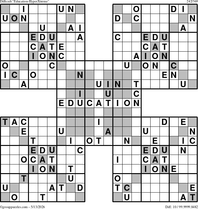 The grouppuzzles.com Difficult Education-HyperXtreme puzzle for Wednesday May 13, 2026