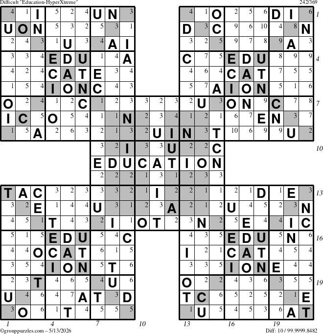 The grouppuzzles.com Difficult Education-HyperXtreme puzzle for Wednesday May 13, 2026 with all 10 steps marked