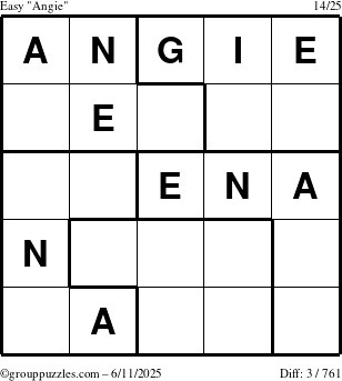 The grouppuzzles.com Easy Angie puzzle for Wednesday June 11, 2025