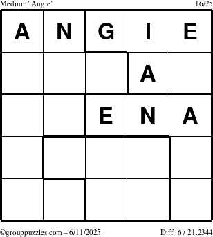 The grouppuzzles.com Medium Angie puzzle for Wednesday June 11, 2025