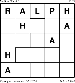 The grouppuzzles.com Medium Ralph puzzle for Wednesday October 21, 2026