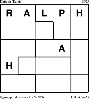 The grouppuzzles.com Difficult Ralph puzzle for Wednesday October 21, 2026