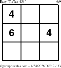 The grouppuzzles.com Easy TicTac-456 puzzle for Friday April 24, 2026