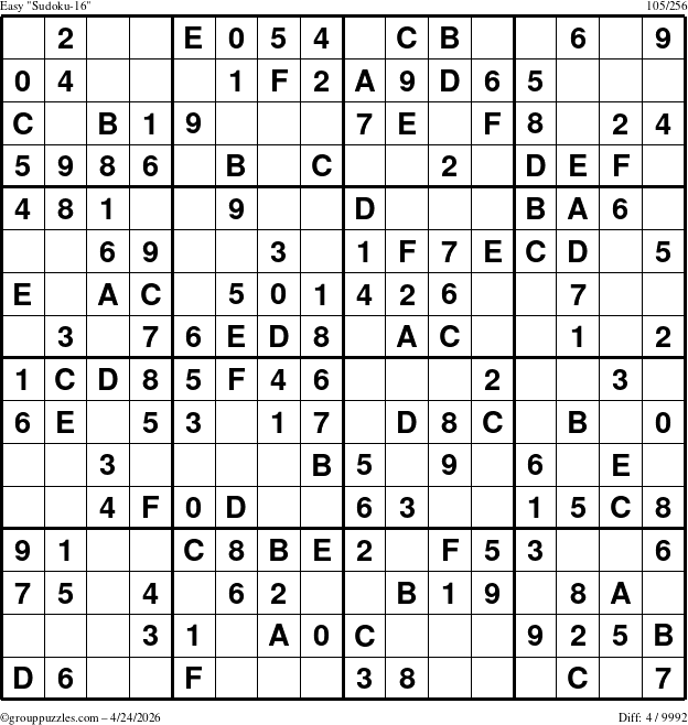 The grouppuzzles.com Easy Sudoku-16 puzzle for Friday April 24, 2026
