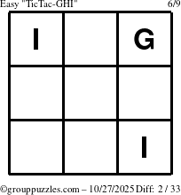 The grouppuzzles.com Easy TicTac-GHI puzzle for Monday October 27, 2025