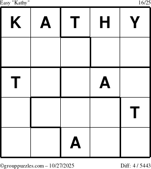 The grouppuzzles.com Easy Kathy puzzle for Monday October 27, 2025
