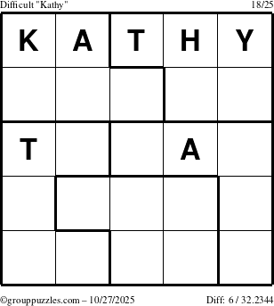 The grouppuzzles.com Difficult Kathy puzzle for Monday October 27, 2025