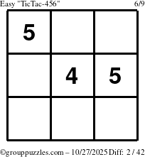 The grouppuzzles.com Easy TicTac-456 puzzle for Monday October 27, 2025