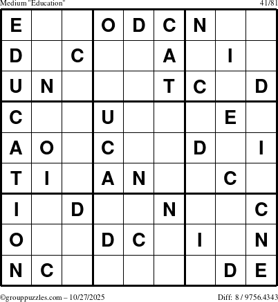 The grouppuzzles.com Medium Education-c1 puzzle for Monday October 27, 2025