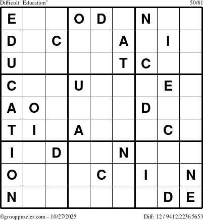 The grouppuzzles.com Difficult Education-c1 puzzle for Monday October 27, 2025