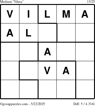 The grouppuzzles.com Medium Vilma puzzle for Thursday May 22, 2025