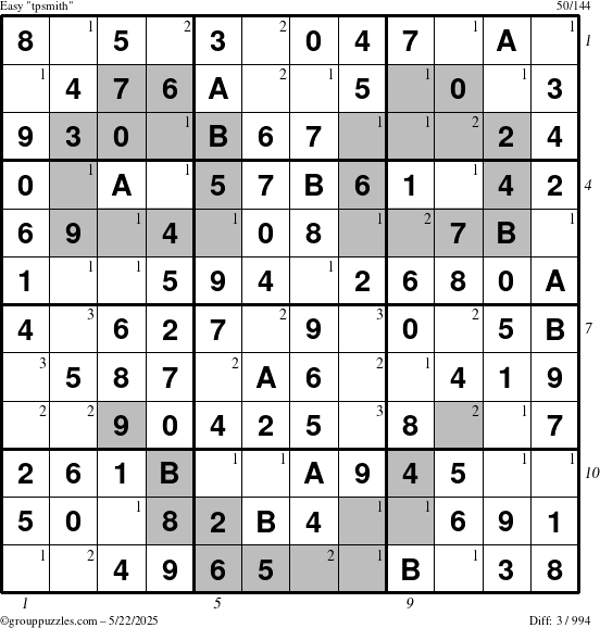 The grouppuzzles.com Easy tpsmith puzzle for Thursday May 22, 2025, suitable for printing, with all 3 steps marked