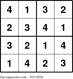 The grouppuzzles.com Answer grid for the Sudoku-4 puzzle for Thursday October 1, 2026