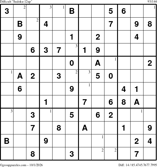 The grouppuzzles.com Difficult Sudoku-12up puzzle for Thursday October 1, 2026 with the first 3 steps marked
