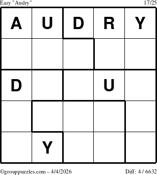 The grouppuzzles.com Easy Audry puzzle for Saturday April 4, 2026