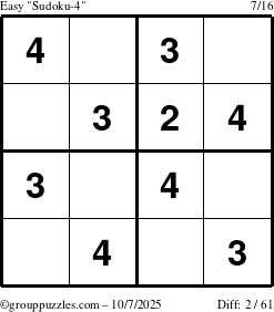 The grouppuzzles.com Easy Sudoku-4 puzzle for Tuesday October 7, 2025