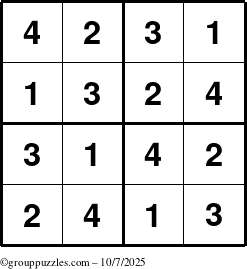 The grouppuzzles.com Answer grid for the Sudoku-4 puzzle for Tuesday October 7, 2025