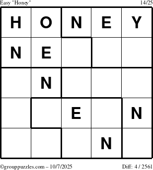 The grouppuzzles.com Easy Honey puzzle for Tuesday October 7, 2025