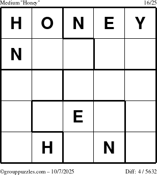 The grouppuzzles.com Medium Honey puzzle for Tuesday October 7, 2025