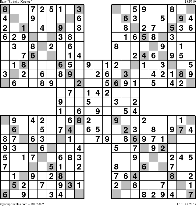 The grouppuzzles.com Easy Sudoku-Xtreme puzzle for Tuesday October 7, 2025