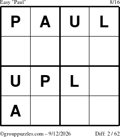The grouppuzzles.com Easy Paul puzzle for Saturday September 12, 2026
