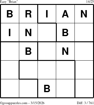 The grouppuzzles.com Easy Brian puzzle for Sunday March 15, 2026