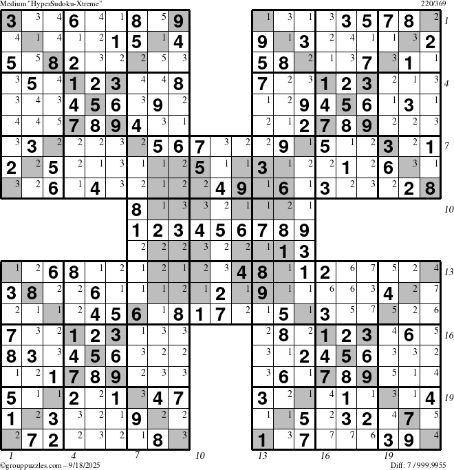The grouppuzzles.com Medium cover-HyperXtreme puzzle for Thursday September 18, 2025 with all 7 steps marked