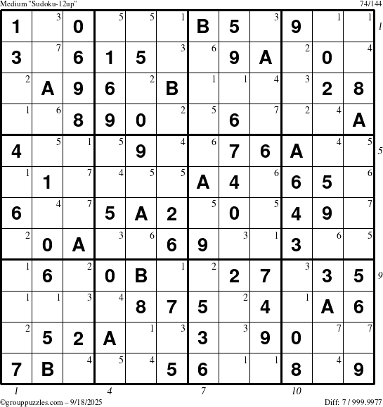 The grouppuzzles.com Medium Sudoku-12up puzzle for Thursday September 18, 2025 with all 7 steps marked