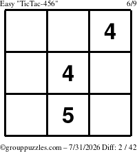The grouppuzzles.com Easy TicTac-456 puzzle for Friday July 31, 2026